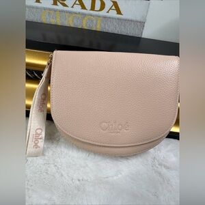 Chloé Parfum Pink Pebbled Leather Wristlet Pouch